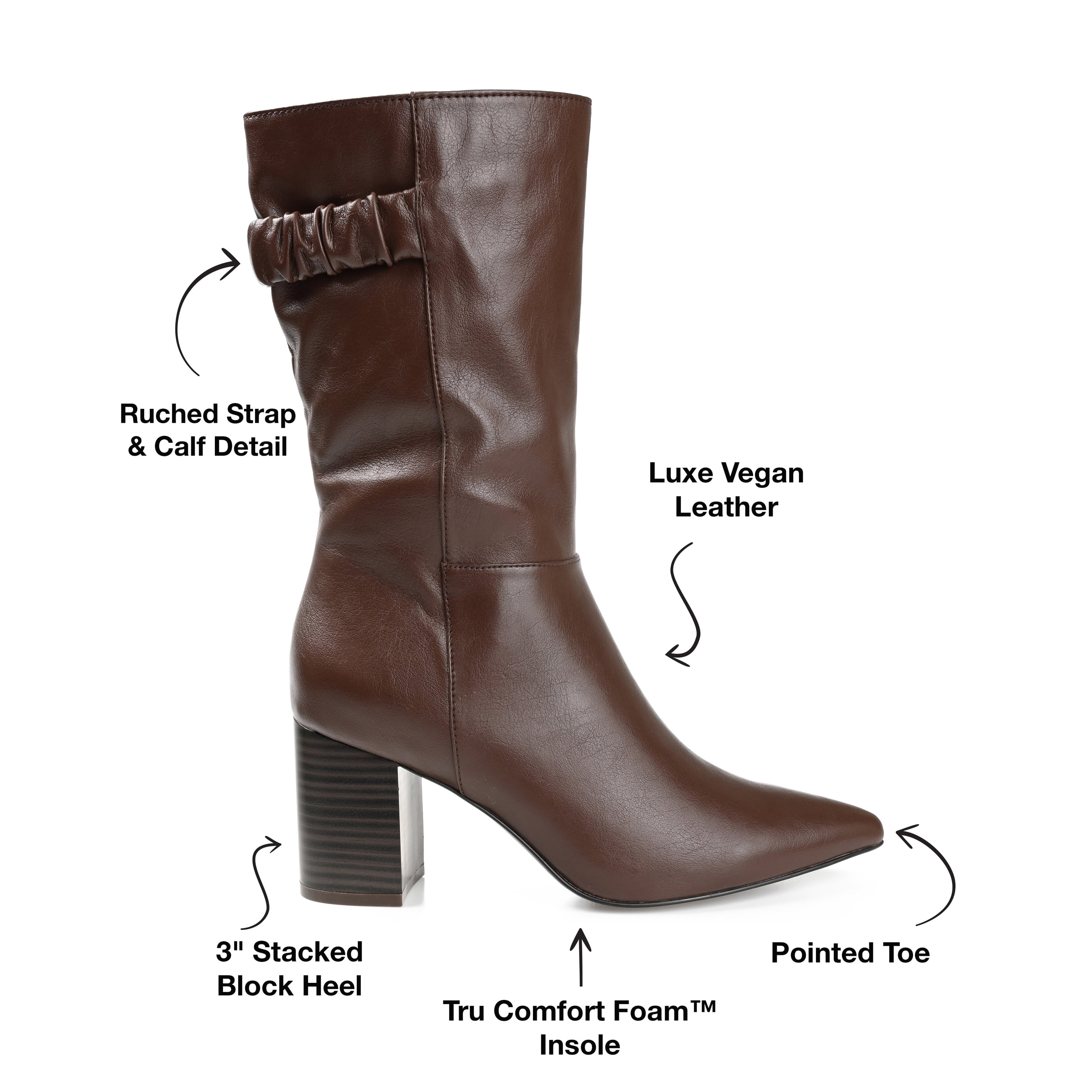 Journee Womens Wilo Stacked Heel Mid Calf Boots