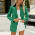 thumbnail image 2 of Moxiu Blazers for Women Open Front Business Work Office Long Sleeve Light Jackets for Women Casual Button Suit Jackets Blazer 2025 Green,XXXL, 2 of 8