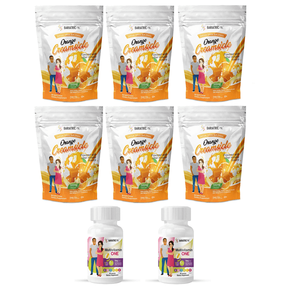 Gastric Sleeve Complete Vitamin Pack - Capsules Size: 6-Month Supply, BariatricPal Multivitamin ONE: Capsule with 18mg Iron, BariatricPal Calcium Citrate Soft Chews: Orange Creamsicle