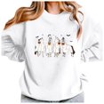 thumbnail image 1 of WEAIXIMIUNG Chandails en Molleton d'Automne Graphiques pour Femmes Quotidien Maison Extérieur Entraînement Manches Longues Col Rond T-Shirt Haut Imprimé Chandail en Molleton Blouse de Rue Mode Urbaine, 1 of 4