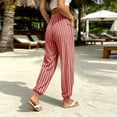 thumbnail image 5 of UKHCCC Women's Cotton Linen Joggers for Women Striped Pants with Pockets Elastic Waist Casual Drawstring Trousers Loose Fit Summer Beach S-2XL, 5 of 8