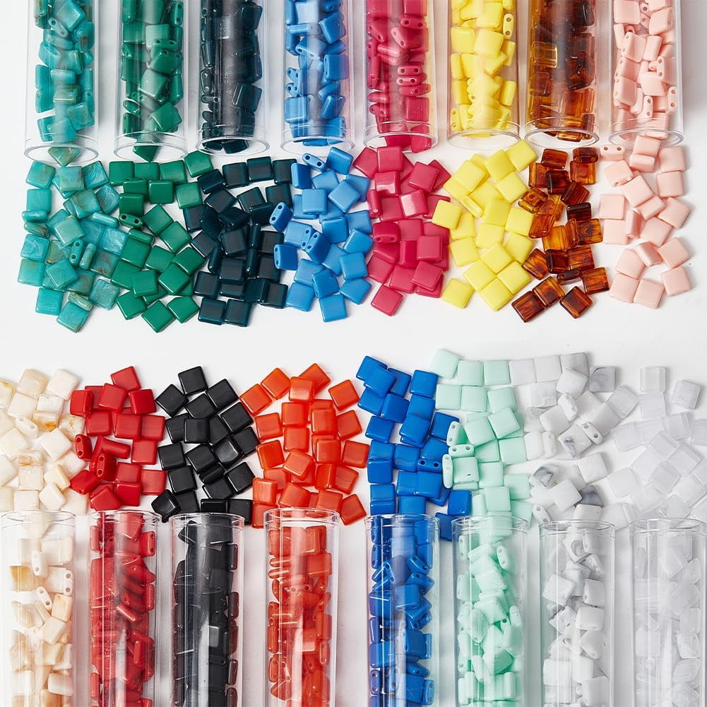 1120 Pcs 16 Colors 2 Hole Beads 5.2x5.2mm Acrylic Seed Beads Beads Opaque Acrylic Spacer Beads for Jewelry Design Necklace Bracelet Earring Making