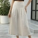 thumbnail image 4 of Pantalones casuales cómodos con bolsillos y cintura plisada Pantalones anchos para mujer de color albaricoque grande, 4 of 6