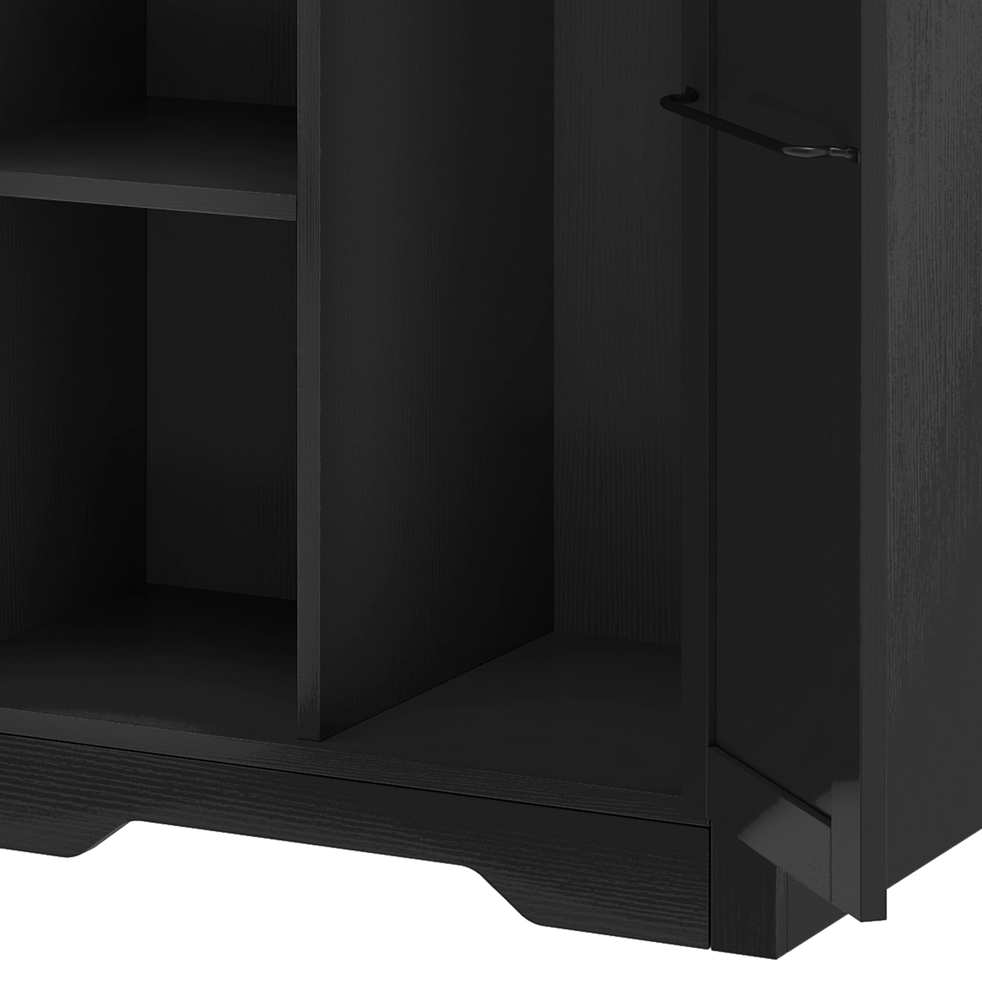 Uforic Utility Storage Cabinet, 55" Tall Wooden Cabinet with Shelves for Kitchen, Office, Garage - Black