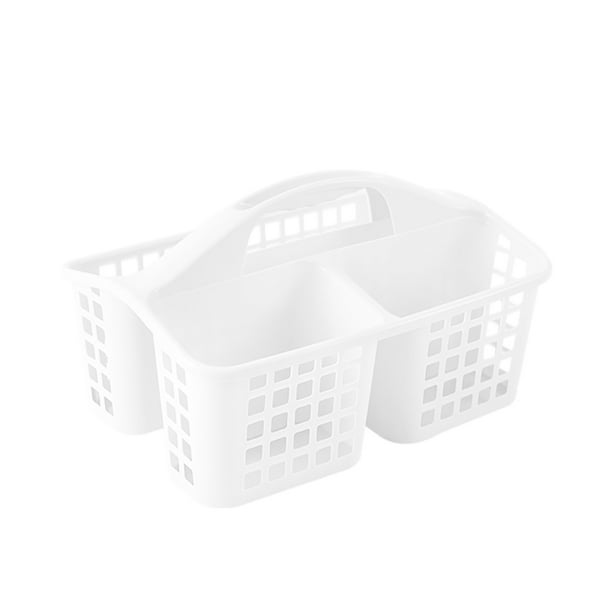Estante De Plástico Para Ducha Con 3 Compartimentos Estante De Limpieza Portátil Con Separadores Y Asa (Blanco)