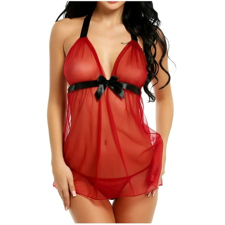 

Azrian Deals Womens Home Underwear Sexy Mesh See-Through Underwear Solid Color Sexy Lingerie Set