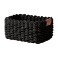 thumbnail image 2 of Natural Woven Rope Storage Basket Black Plastic Wicker Organizer for Bathroom Bedroom Kitchen Office Sundries, 2 of 6
