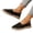 Black, variant on Women's Casual Slip On Shoes Comfortable Flat Loafers Breathable Fabric Upper Woven Sole Lightweight Walking Flats