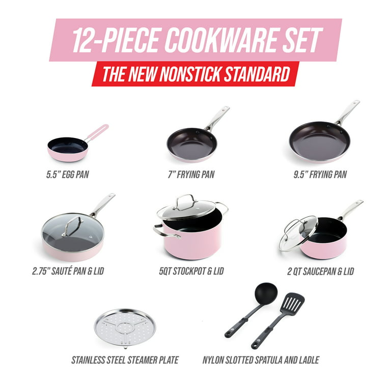 Innerwell 8 Inch Pink Nonstick Frying Pan Toxin-Free Skillet Bakelite  Handle Saute Egg Pan Easy Clean Granite Cookware Fits Various Stoves