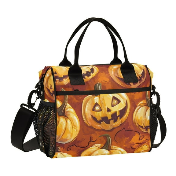 Ckdifva Halloween Pumpkins Cooler Bag Cooler Cooling Tote Lunch Bag Lunch Box Front Pocket with Shoulder Strap