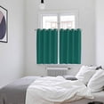 thumbnail image 4 of Dark Green Kitchen Curtains 63 Inch Length, Modern Pure Dark Green Grommet Top Bedroom Living Room Curtains, Light Filtering Cafe Curtain Drapes 2 Panels Set 104''x63'', 4 of 9