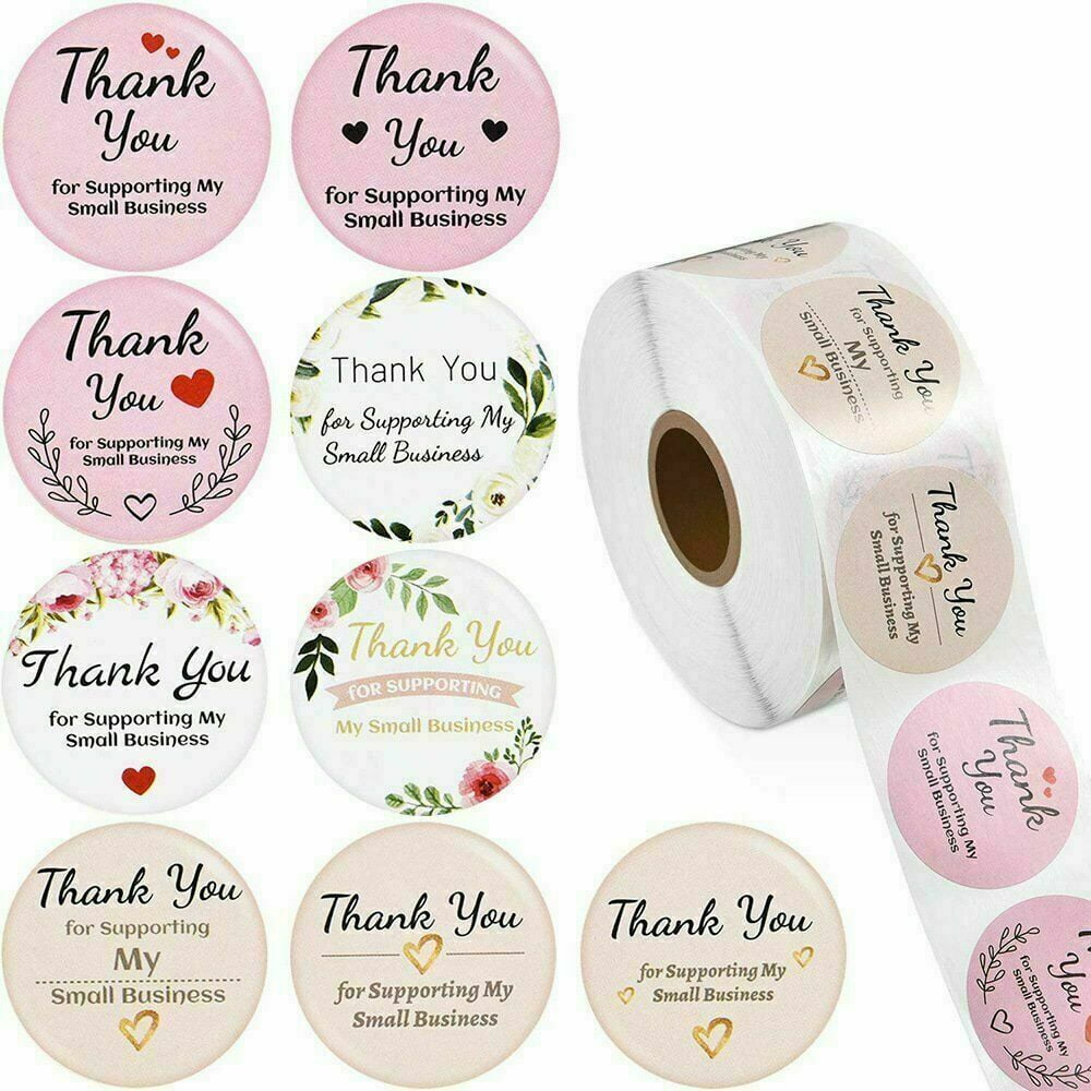 500 Labels Each Roll 2 Thank You Stickers Golden Font Design Thank You for Supporting My Small Business Stickers Black & White 