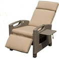thumbnail image 4 of Domi Outdoor Recliner Chair, Patio Recliner with Hand-Woven Wicker, Flip Table Push Back, Adjustable Angle,Thickness Cushions, Reclining Lounge Chair for Indoor & Outdoor, (1 Beige Chair), 4 of 9