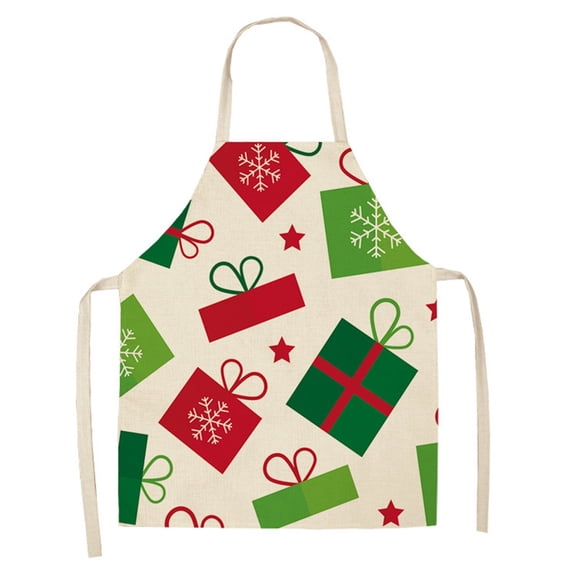 Huayishang Women's Apron Christmas Apron Adult Santa Linen Apron Xmas Holiday Decorative Costume Accessory, Kitchen Essentials Clearance Sale White
