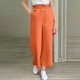 thumbnail image 2 of JTSRKL Girls Summer Elastic High Waist Layered Ruffle Flare Bell Wide Leg Pants Loose Fit Casual Drawstring Harun Pants with Pockets Orange 11-12 Years, 2 of 8