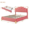 thumbnail image 7 of Upholstered Platform Bed with LED Lights and 4 Drawers, Queen Size Platform Bed Frame with Tufted Headboard and Irregular Metal Legs, Queen Bed for Boys Girls Adults, No Box Spring Needed, Pink, 7 of 7
