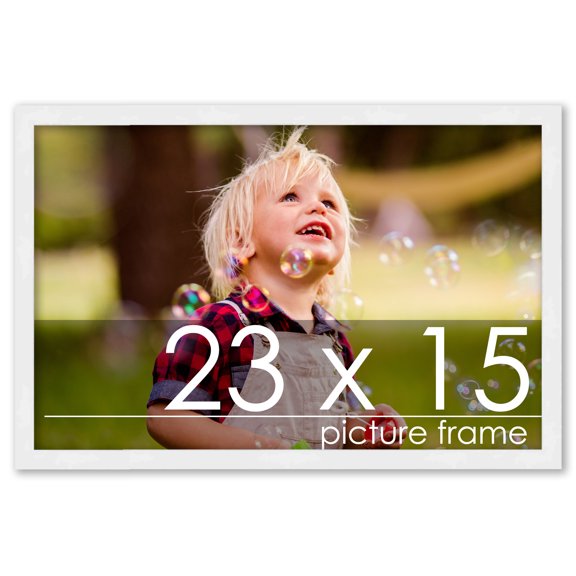 23x15 White Wood Picture Frame - UV Acrylic, Foam Board Backing, Hanging Hardware