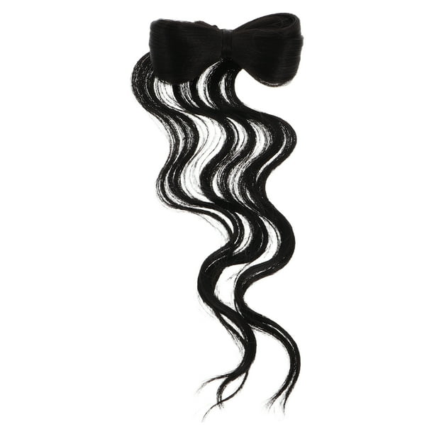 Extensión de cola de caballo rizada de 14 pulgadas con lazo, color negro natural, con clip, elegantes extensiones de cabello para mujeres y niñas