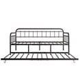 thumbnail image 4 of Twin Size Metal Daybed Frame with Trundle, Day Beds with Pullout Trundle, Platform Sofa Bed with Metal Slat Support for Living Room Guest Room,No Box Spring Needed, Black, 4 of 8