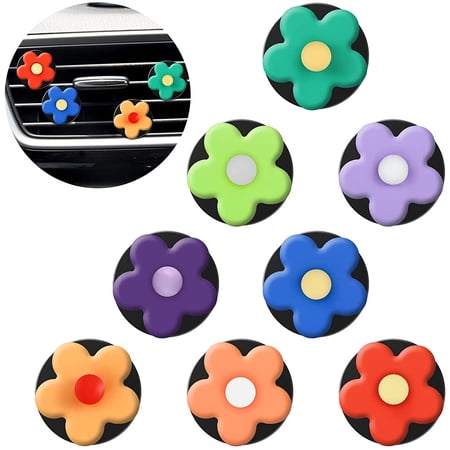 8 Pieces Flower Air Freshener Car Clips Car Air Vent Clip Car Accessories Interior Decor for Women Girls Cute Charm Colorful Air Vent Decorations (Classic Colors)