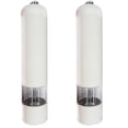 thumbnail image 1 of Juego de molinillo y salero eléctrico de sal y pimienta, funciona con pilas, con luz y ajustable, paquete de 2, 2 piezas, color blanco, 1 of 5