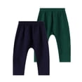 thumbnail image 2 of Qabnzmfo 2 Pack Cotton Uniform Pants for Toddler Boys Girls Elastic Waist Wide Leg Pants Summer Casual Pull On Trousers with Pockets, 2 of 5