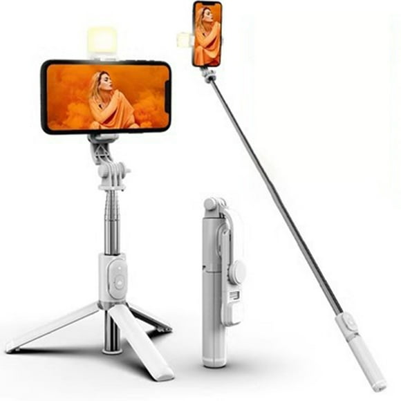 YoGold Selfie Stick With Fill Light,Extendable Selfie Stick Tripod With Wireless Remote, Multiple Light Modes, Compatible With iPhone 14/13/12/11,etc For Live Streaming,Video Conferencing White