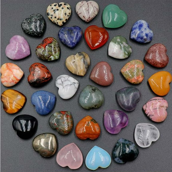 Natural Crystal Agate Heart Ornament 20mm Polished Gemstone DIY Decoration Valentine's Gift Undrilled Raw Stone Small Love Token Classroom Party Favor 1 Piece