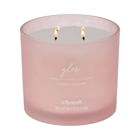 Allswell Glow (Vanilla   Pear   Coconut) Scented 4-Wick Spa Jar Candle 40.2oz.