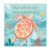 Stupell Industries Go With The Flow Sea Turtle Uplifting Message Graphic Art Unframed Art Print Wall Art, Design by Sharon Lee