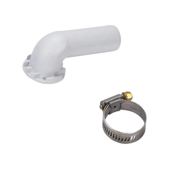 Whirlpool 208847 Washer Siphon Elbow & Clamp, White