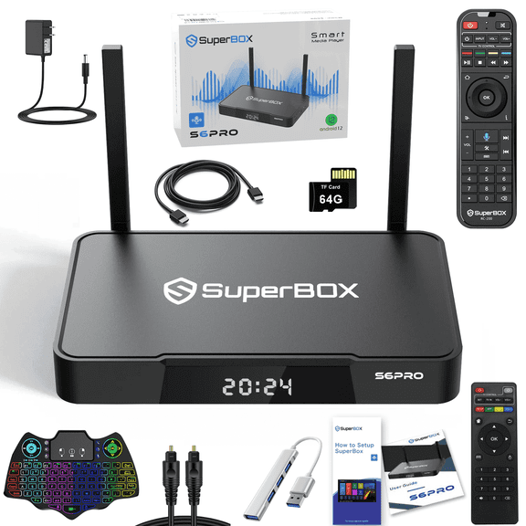 SuperBox S6 Pro Smart Box 4G 32G with Super Box Voice Remote Bundle, 6K UHD, Time Shift, Parental Control