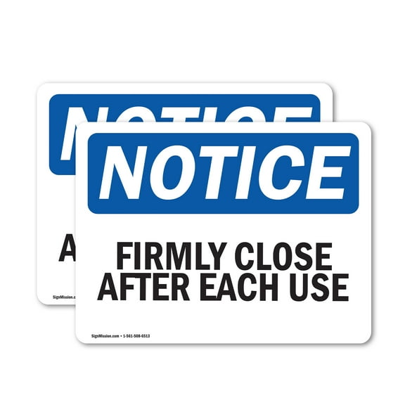 (2 Pack) Firmly Close Door After Each Use OSHA Notice Sign 24 Inch X 18 Inch Vinyl Label Decal Sticker Weather Resistant, UV Protected for Workplace, Business, and Construction Site,