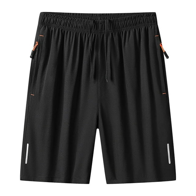 UVEASISHA Men's Workout Shorts Big and Tall Quick Dry Breathable Drawstring Short Pants Fitness Training Running Jogger Gym Shorts with Zipper Pockets Black,M