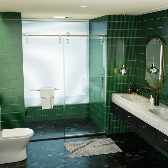 Kaisneo Silver Frameless 60 in x 76 in, 0.32 in Thick Tempered Frameless Shower Door