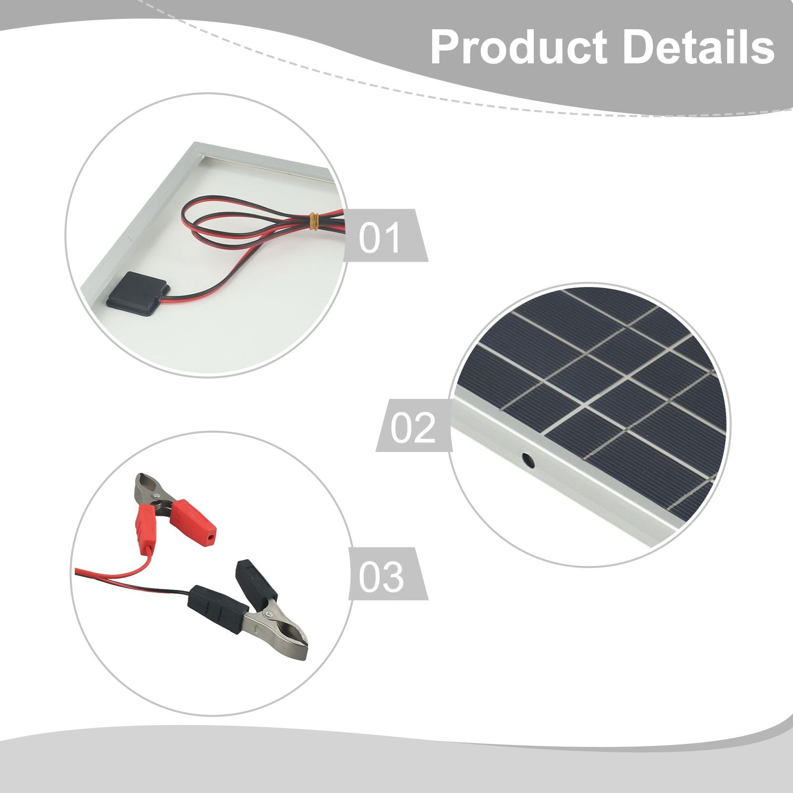 15W 12V Solar Panel Kit with For Alligator Clip Solar Panel IP65