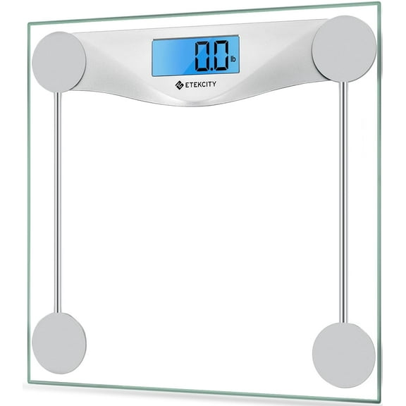 Digital Body Weight Bathroom Scale, Large Blue LCD Backlight Display, High Precision Measurements,6mm Tempered Glass, 400 Pounds