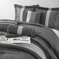 thumbnail image 4 of LANCO MODERN LIFESTYLE Grey Comforter Set Queen Size, Jacquard with Matching Solid Microfiber Piece Work, All Season Bedding Sets, 7 Pieces Home Décor, 4 of 7