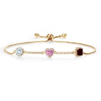 Gem Stone King 18K Yellow Gold Plated Silver Bracelet for Women Aquamarine Pink Moissanite (1.92 Cttw)