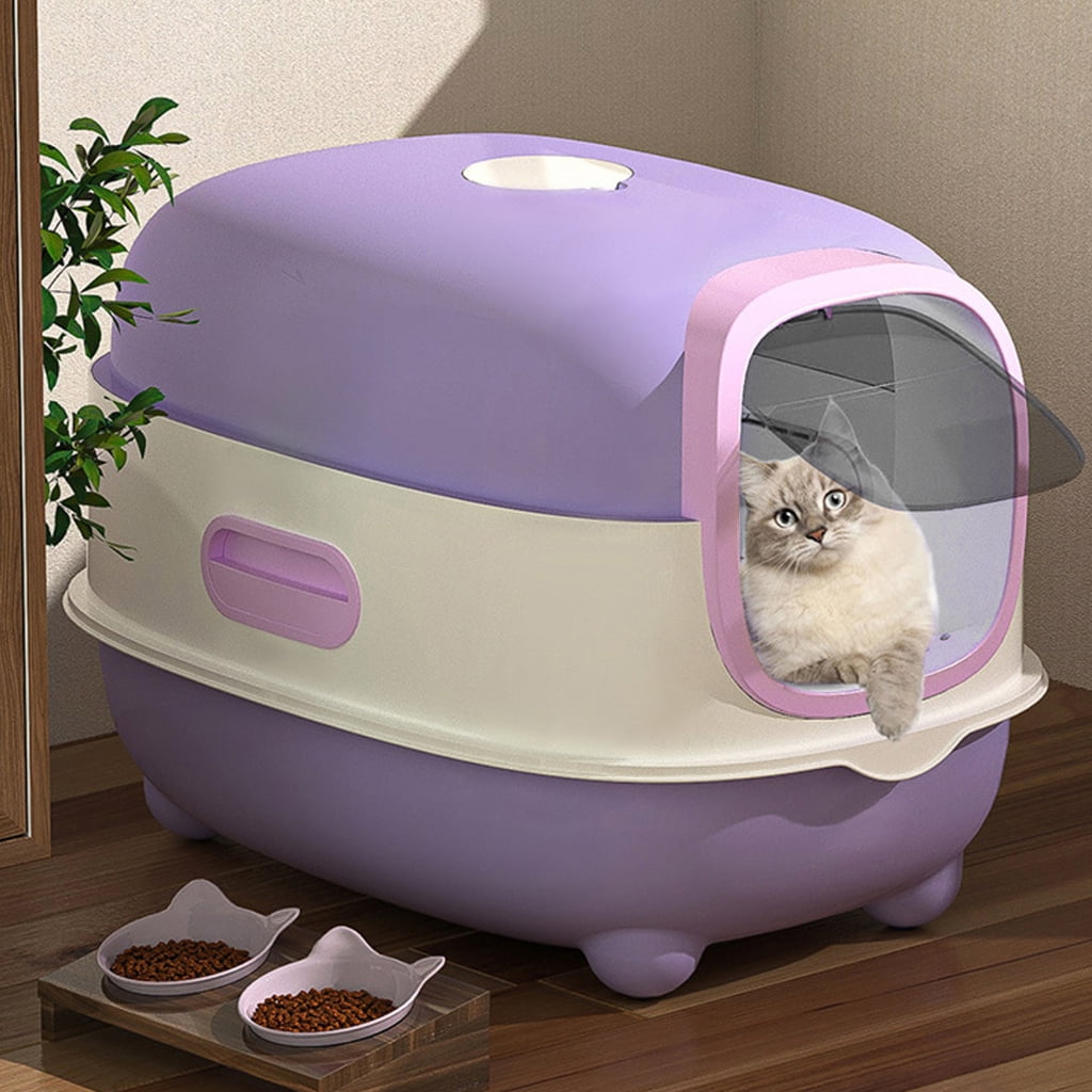 Cat Litter Box High Side Height Smooth Surfaces Detachable Pans Safe and Hard High Edges Spatter-proof