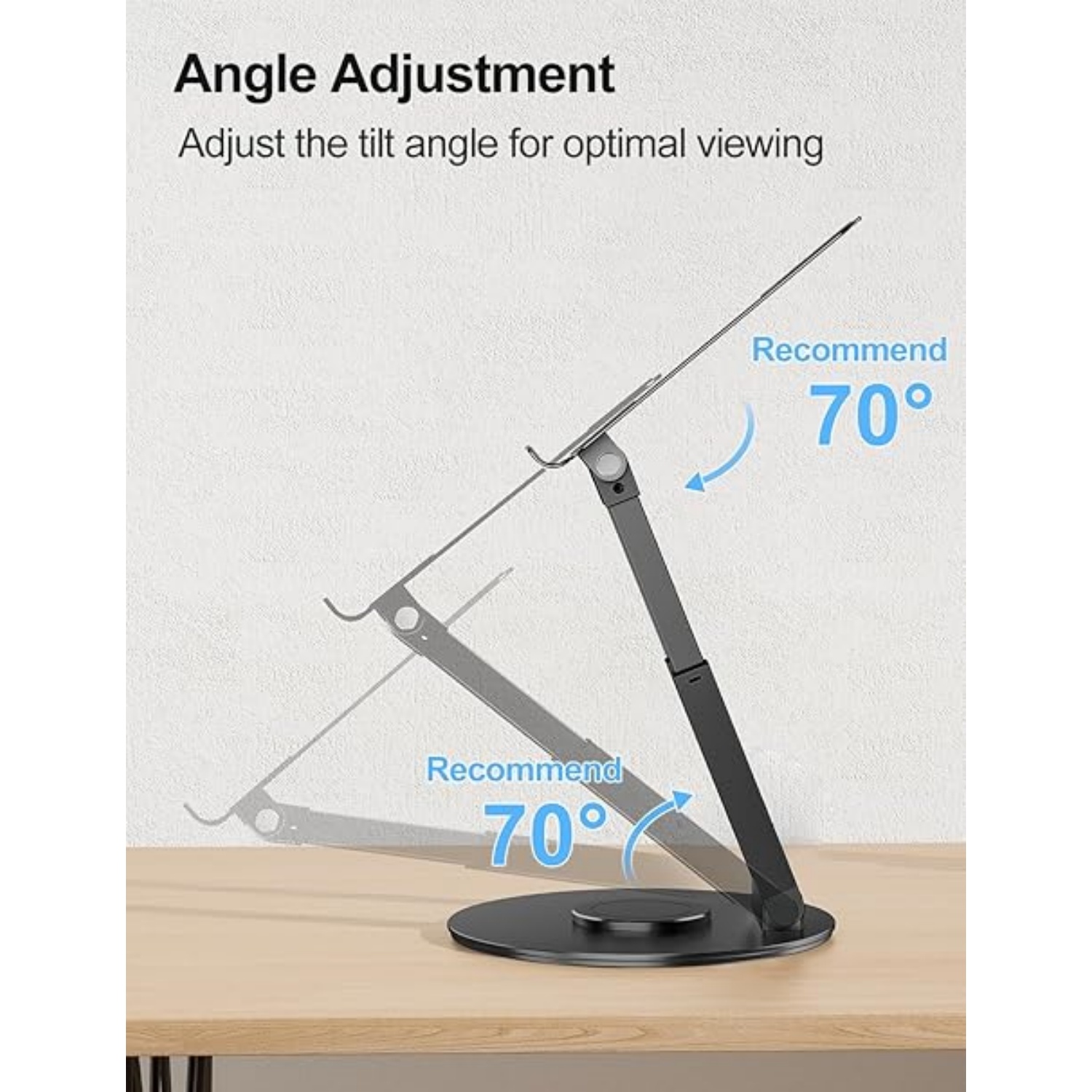 Telescopic Laptop Stand for Desk with 360° Swivel Base, Sit to Stand, Height Adjustable, Portable Riser Holder for Good Posture, Compatible , All Laptops 10-17" - Black