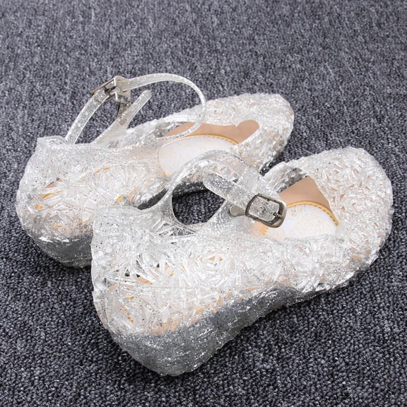 PBPBOX 1 Pair of Girls Princess Shoes White PVC High Heel Comfortable Wear Casual Wear