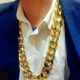 thumbnail image 4 of Soumake Men Necklace Big Chain Hip Hop Resin Exaggerated Geometric Choker Necklace for Cocktail Party, 4 of 8