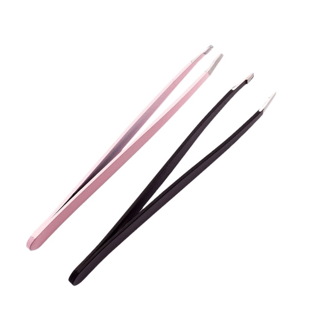 Xuanheng 2 Pieces Professional Eyebrow Tweezers Slanted Stainless Steel Hair Remover Tool