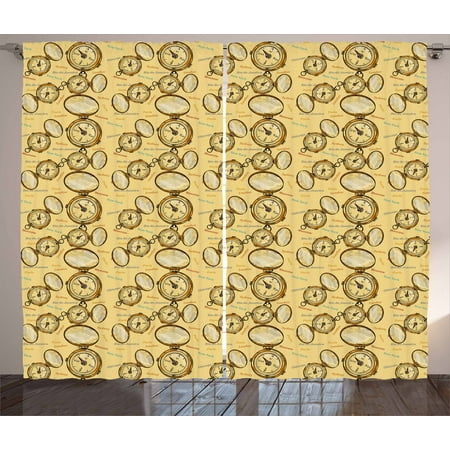 Compass Curtains 2 Panels Set, London Moscow Paris Sydney Traveling Around the World Theme Illustration, Window Drapes for Living Room Bedroom, 108W X 63L Inches, Mustard Multicolor, by (Best Way To Travel Around Paris)