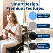 Everlasting Comfort Wheelchair Cushion Gel Infused Memory Foam Seat Cushion, Black