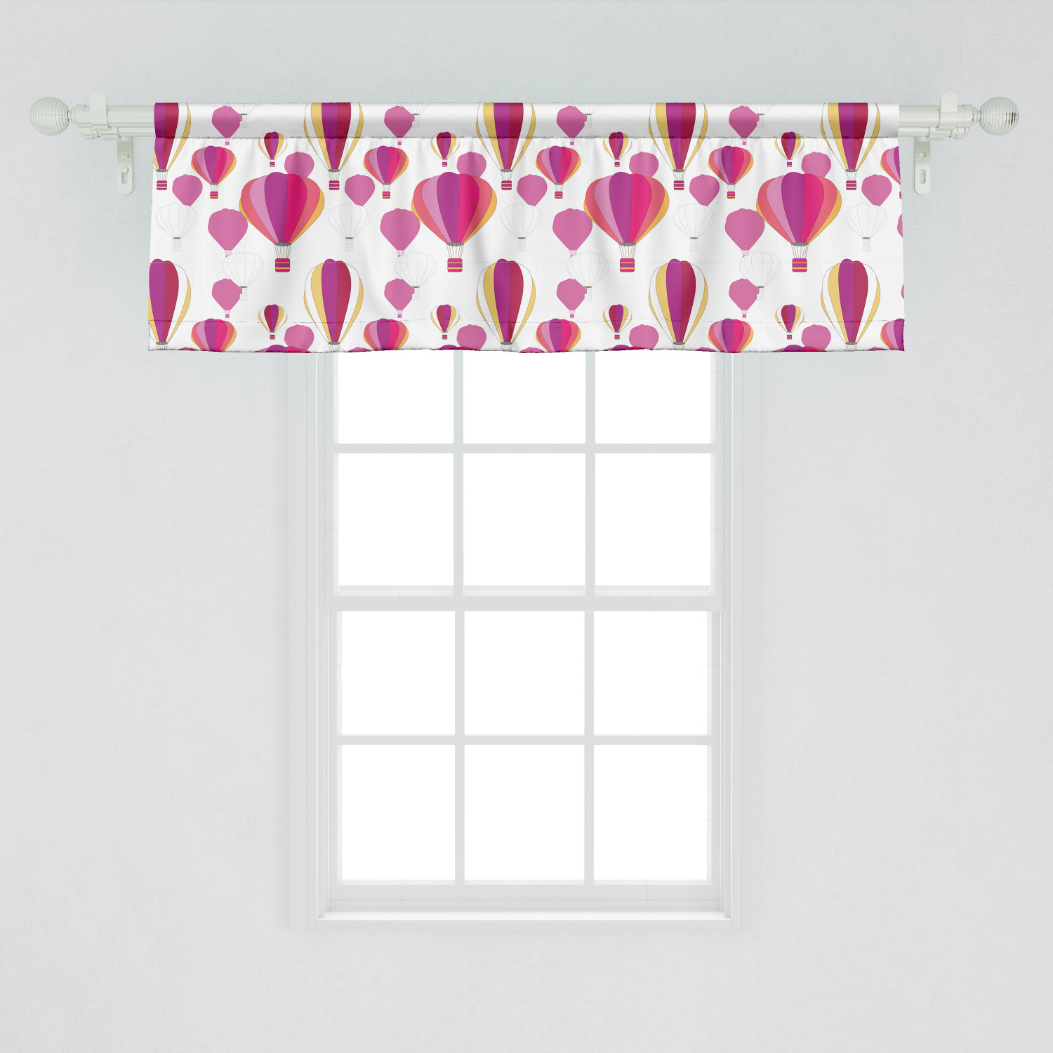 Ambesonne Balloon Window Valance, Colorful Abstract Pattern of Aircraft ...