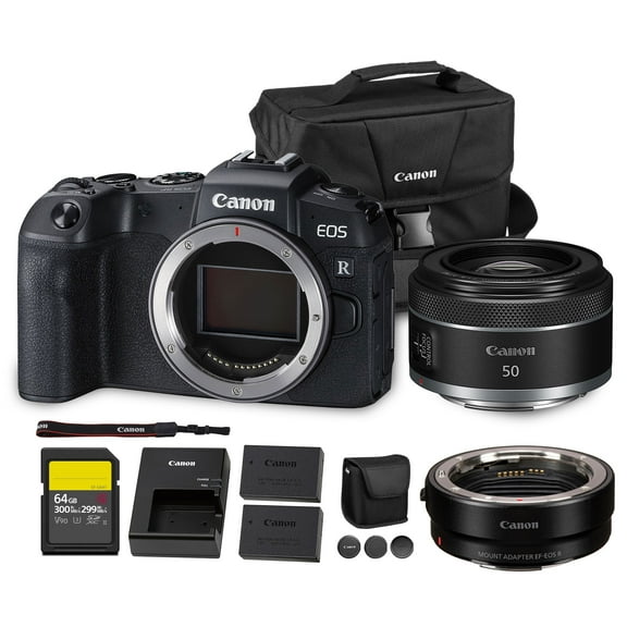 Canon EOS RP Mirrorless Camera| 26.2MP Full Frame Sensor| 4K Video Recording| Lightweight Compact Camera for Travel and Everyday Content Creation   Canon RF 50mm f/1.8 Lens   Adapter EF-EOS R   More