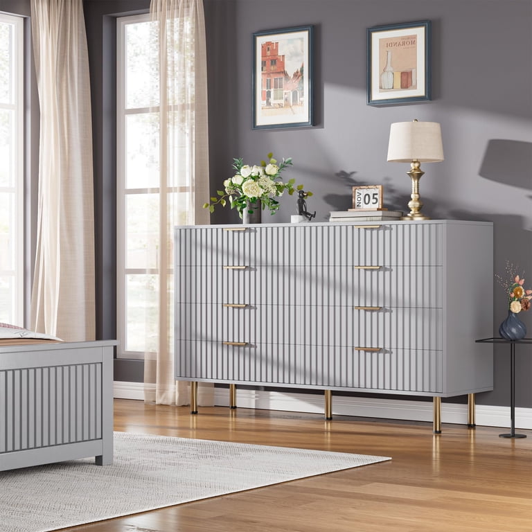 Accreate 54" Wide Fluted 8-Drawer Dresser  Modern Double Chest, Deep  Drawers, Large Wooden TV Stand & Storage for Bedroom, Living Room, Hallway,  Kids Room - Walmart.com