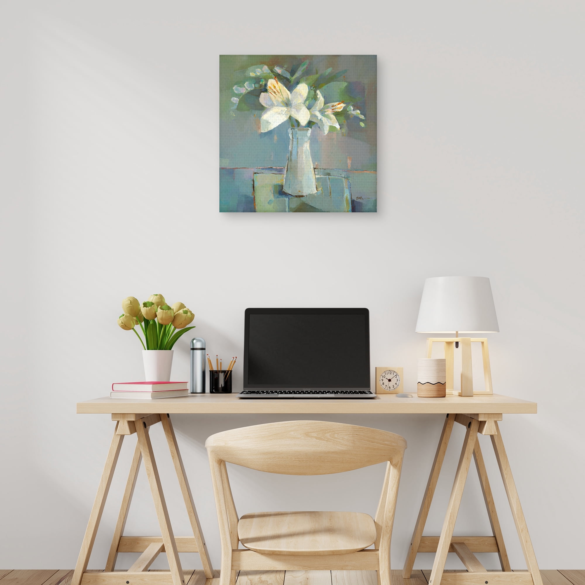 Lillies and Freesias by Sarah Simpson Canvas Art Print